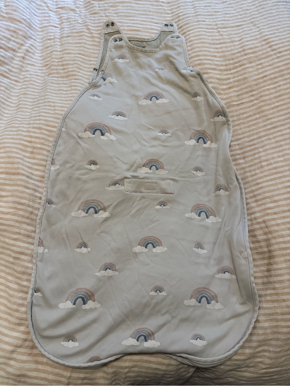 Kids Sleep Sack - woolino Light Gray Rainbow Print